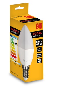 KODAK Žárovka LED Candle C37 E14 6W/40W 480lm, denní bílá, nestmívatelná